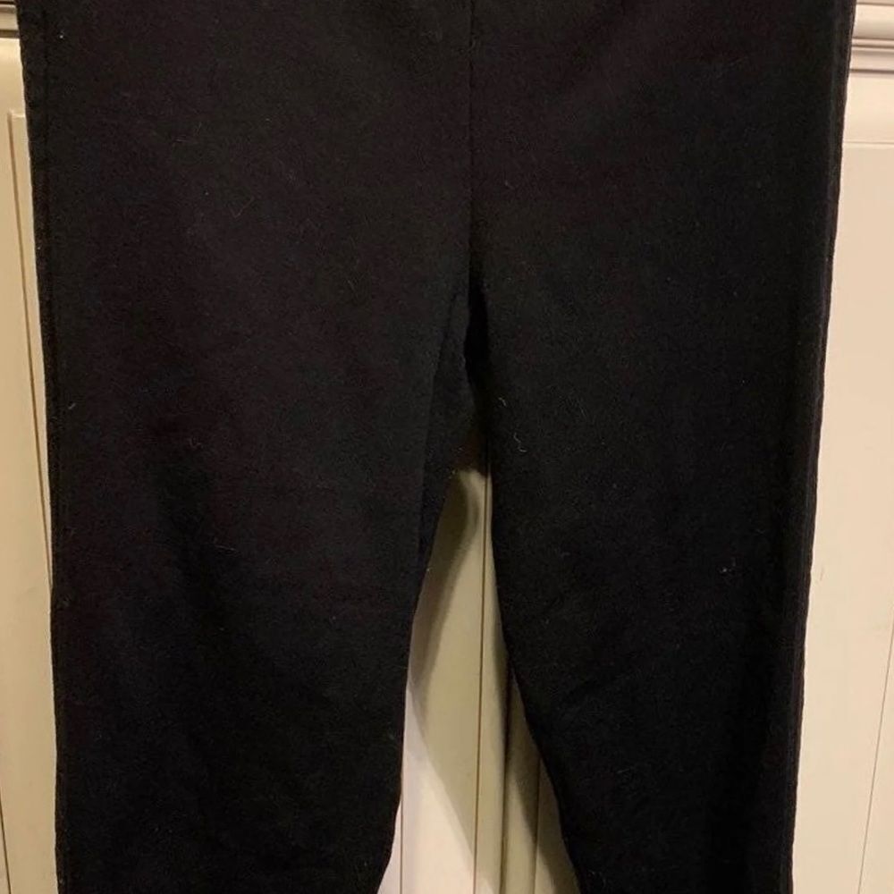 DAVID LERNER Black with Faux Leather Side Stripe Size S Legging Pant